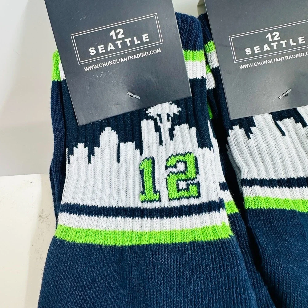Lot Of 2 Seattle Seahawks‎ 12th Man Soccer Socks Multicolor Size 9-11 NWT